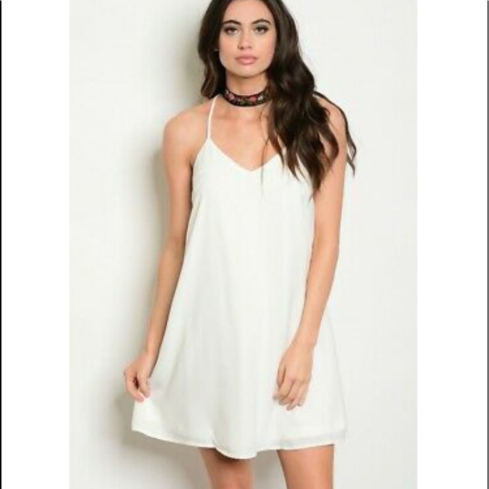 NWT  Gorgeous Spaghetti Strap Chiffon Slip Dress in Off White Various Sizes M L